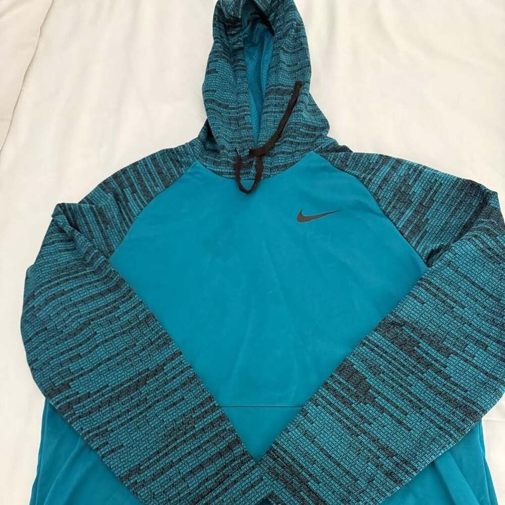 Nike Dri-FIT Teal and Black Printed Hoodie Sweatshirt